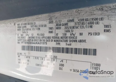 2018 Ford Transit-350 из США, поврежденный, VIN 1FTBW3XG4JKA31575